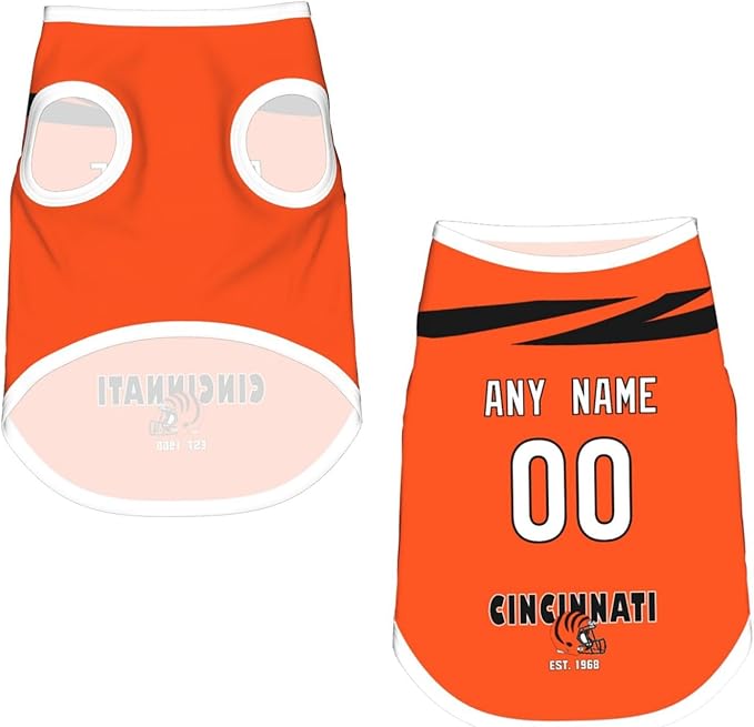 Cincinnati Dog Clothes Jersey Pet Jersey Customized Any Name & Number S-5XL for Small Middle and Big Dogs