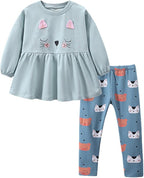 Little Girls Unicorn Outfits 2 Piece Kids Ruffle Sleeve Sweatshirt + Leggings Fall Leopard Clothing Sets 2-10 Years Old