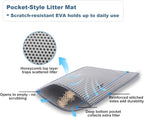Cat Litter Box – Open Top Stainless Steel Large Litter Pan for Big Cats – High Sided Non-Stick Anti-Leakage – Easy to Clean with Scoop & Litter Mat (Black)