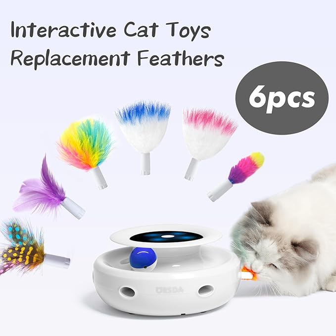 ORSDA 6PCS Feathers Replacement ONLY Interactive Cat Toys