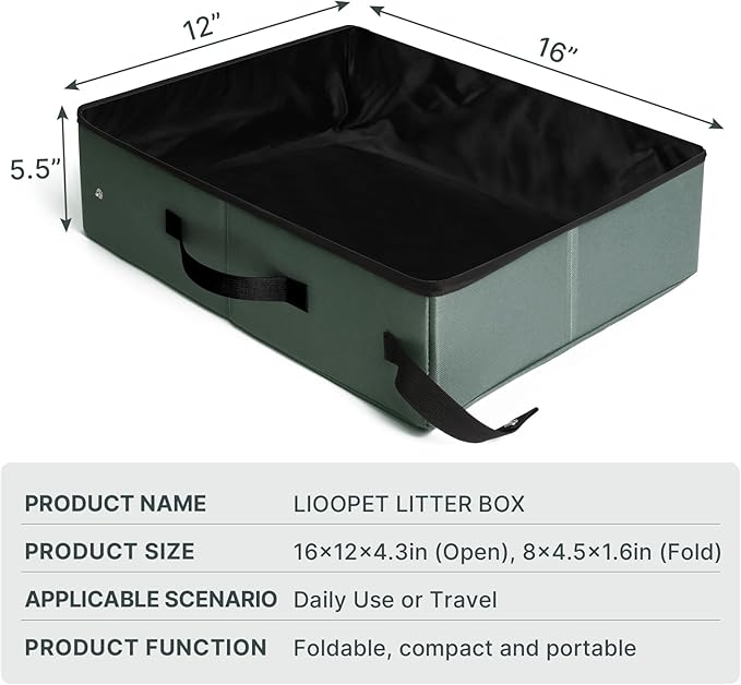 Portable Litter Box for Cats Kitten Foldable Travel Litter Box with Lid, Leak-Proof No Smell Easy to Carry, Clean and Store Easy for Car Travel, Hotle Stays and Road Trip 16x12x4.3inches (No lid)