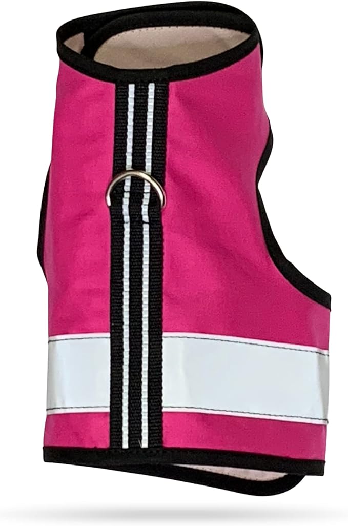 Kitty Holster Reflective Cat Harness – High-Visibility Cat Harness for Travel, Day and Night Walking - Soft Cotton Cat Accessories, Breathable, Secure & Washable, Made in USA - Flamingo Pink, S to M
