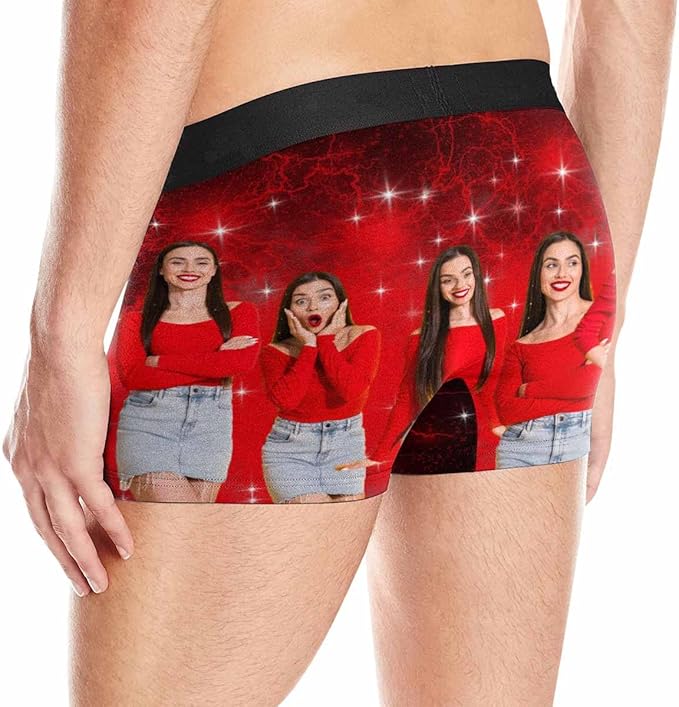 M YESCUSTOM Custom Faces Funny Short Briefs Gift for Husband Underwear