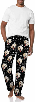 MyPupSocks Custom Pajama Pants for Pet Lover, Personalized Photo Face Printed Pajama Bottoms Sleepwear with Pockets