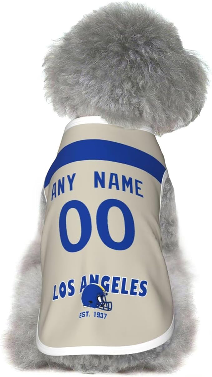 Los Angeles Dog Clothes Jersey Pet Jersey Customized Any Name & Number S-5XL for Small Middle and Big Dogs