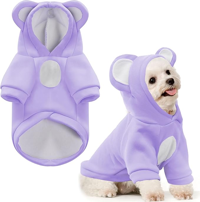 Small Dog Hoodie Soft Warm Fleece Fall Winter Dog Clothes Cute Puppy Sweaters Cat Coat Funny Blank Pullover Doggy Hooded Sweatshirts for Small Dogs Chihuahua Costumes Kitten Outfits(Purple,S)