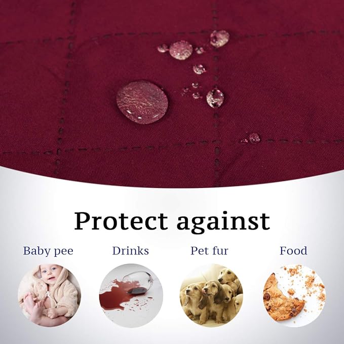 H.VERSAILTEX Sofa Slipcover for Dogs/Cats/Pets Sofa Cover Quilted Furniture Protector with Non Slip Elastic Strap Water Resistant Sofa Covers Couch Covers Seat Width to 66" (Sofa, Red/Tan)