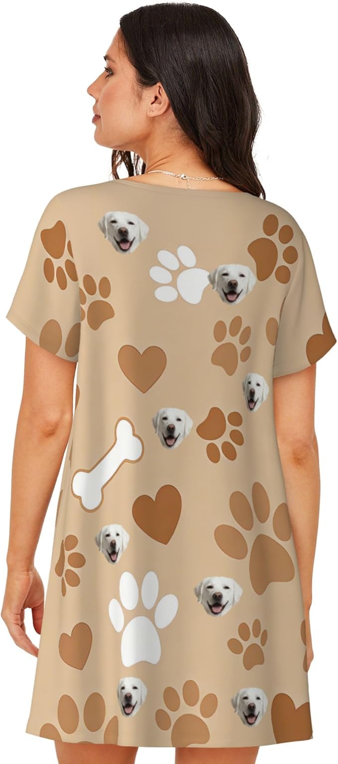 Personalized Matching Dog and Owner Clothes Separately Sold, Custom Face Nightgown for Women Dogs