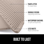GORILLA GRIP Honeycomb Cat Litter Box Mat, Two Layer Trapping Waste Mats, Soft On Paws, Litter Box Supplies and Essentials for Indoor Cats, Traps Excess, Water Resistant for Floors, 30x24 Beige