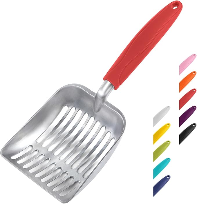 WePet Cat Litter Scoop, Aluminum Alloy Sifter, Kitty Metal Scooper, Deep Shovel, Long Handle, Poop Sifting, Kitten Pooper Lifter, Durable, Heavy Duty, for Litter Box