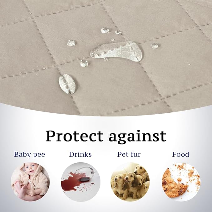 H.VERSAILTEX Reversible Sofa Cover Couch Cover for 3 Cushion Couch Water Resistant Sofa Cover for Living Room Quilted Furniture Washable Couchs Protector(Oversized Sofa, Pale Oak)