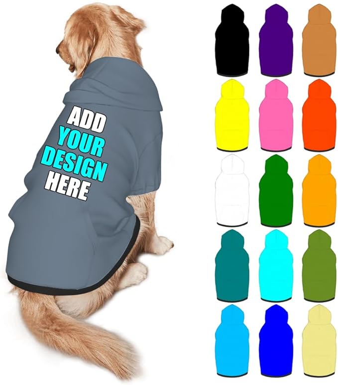 Customized Dog Hoodie with Name Logo Personalized Text Soft & Warm for Puppy Sweatshirt Hooded for Small Medium Large Dogs Girl/Boy Cats/Kitten, SlateGray, L