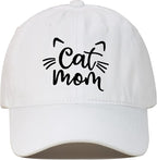 CORIRESHA Cat Mom Baseball Cap Washed Denim Cotton Adjustable Unisex Hat