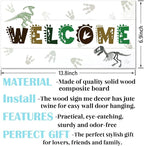 Welcome Sign for Front Door, Playroom Wall Decor, Dinosaur Theme Wall Hanging Decor, Gift for Dinosaur Lover, Funny Wooden Outdoor Front Door Hanging Decoration 13.8X6.9 inches