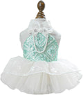 Fashion Sweet Puppy Dog Blingbling Princess Skirt Pet Dog Lace Cake Camisole Tutu Dress C-Green XL