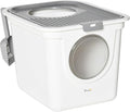 PawHut Cat Litter Box with Lid, Covered Kitty Litter Box with Front Entrance, Top Exit, Scoop, Easy Cleaning Cat Toilet for Odor Control, Privacy, White