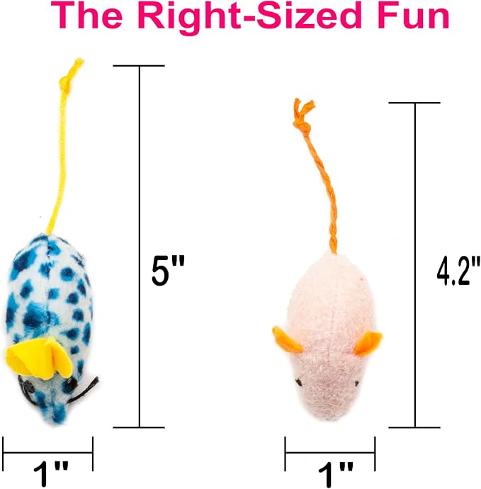 Fashion's Talk Mouse Cat Toys Soft Plush Catnip Mice Assorted Style Variety Pack 32 Count