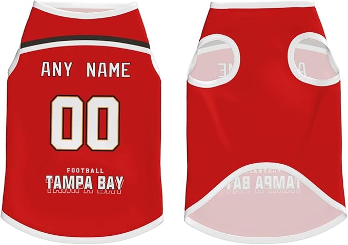 Tampa Custom Pet Jersey Dog Clothes Jersey Various Sizes Customized Any Name & Number for Small & Middle and Big Dogs