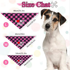 GreenJoy Cute Plaid Dog Bandana – Washable Pet Triangle Scarf for Small, Medium, Large Dogs and Cats, Adjustable Pet Accessory for Birthday, Wedding and Christmas (Pink (I Love My Dad), Medium)