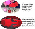 THAIN Basic Adjustable Cat Collar Bling Diamond Breakaway with Bell for Kitten Girl boy (Red)