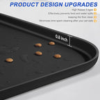 Silicone Pet Feeding Mat with Raised Edge for Food and Water, Dog Bowl Mats, Cat Bowls Placemat with High Lip for Floor Waterproof, Rubber Tray for Cats and Dogs 24 x 16 x0.8 Black