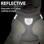 PUPTECK Adjustable Dog Harness Collar and Leash Set Step in No Pull Pet Harness for Small Medium Dogs Puppy and Cats Outdoor Walking Running, Soft Mesh Padded Reflective Vest Harnesses, Solid Grey M