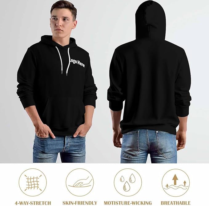 Artsadd Custom Face Unisex athletic Pockets Sweatshirt Loose Hoodie Custom Christmas Long Sleeve Sweatshirt Hooded Pullover