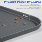 Silicone Pet Feeding Mat with Raised Edge for Food and Water, Dog Bowl Mats, Cat Bowls Placemat with High Lip for Floor Waterproof, Rubber Tray for Cats and Dogs 19 x 12 x 0.7 Dark Grey