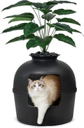 Secret Litter Box by Bundle & Bliss - Hidden Litter Box Enclosure, Patented Design with Odor Control, Includes Faux Plant, Carbon Filter and Real Stones (Matte Black)