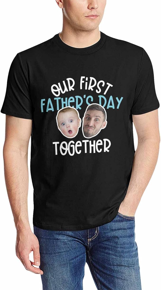 Custom T Shirts with Face Photo Text Pet Shirt for Men Personalized Picture Tee Shirt Design Your Own Dad Grandpa Shirt
