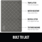 GORILLA GRIP Cat Litter Box Mat, Water Resistant, US Designed Kitty Litter Trapping Mats, Easy to Clean, Scatter Control, Less Mess and Clean Floors, Kitten Supplies for Indoor Cats, 17x11 Grey