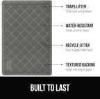 GORILLA GRIP Cat Litter Box Mat, 40x28, Water Resistant, US Designed Kitty Litter Trapping Mats, Easy to Clean, Scatter Control, Less Mess and Clean Floors, Kitten Supplies for Indoor Cats, Grey