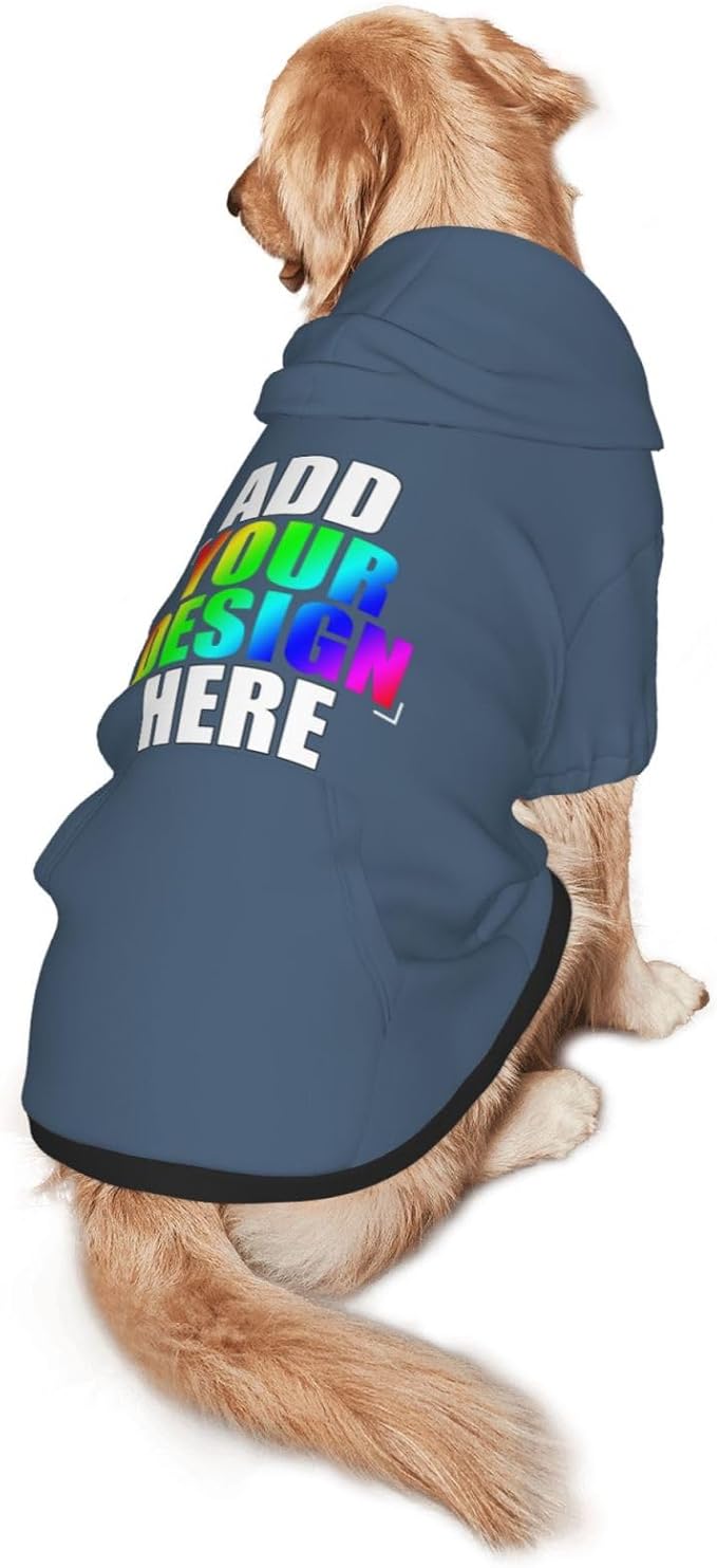 Custom Dog Hoodie with Text Photo, Personalized Pet Clothes Sweatshirt for Small/Medium/Large Dogs, Cats,M, Indigo