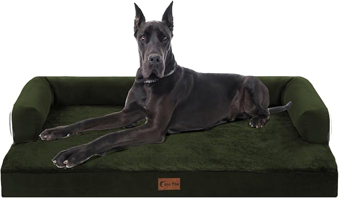 Orthopedic XXL Dog Beds, Waterproof Egg Crate Foam Big Pet Bed for All Breed Sized Dogs 53x42Inch, Washable Extra Large Dog Couch Bed with Removable Cover and Non-Slip Bottom, Olive Green