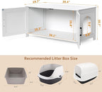 Homhedy 39.4" L Cat Litter Box Enclosure, Pet House with Barn Door, Wooden Cat Washroom Furniture, Fit Most of Litter Box, White