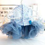 Fashion Sweet Puppy Dog Blingbling Princess Skirt Pet Dog Lace Cake Camisole Tutu Dress E-Navy XL