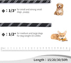 Long Dog Leash for Training 50Ft-Reflective Nylon Rope with Swivel Hook-Recall Agility Lead for Large Small Medium Dogs Outside Walking Hiking-Black