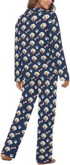 MyPupSocks Custom Face Pajamas for Women Set, Personalized Photo Long Sleepwear XS-XXL
