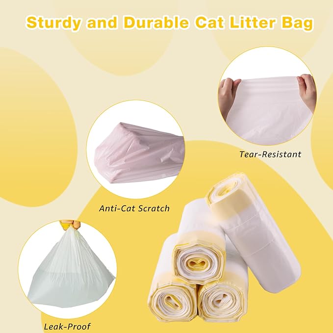 Litter Box Liners 40 Count, 37" x 18" Jumbo 3MIL Thicken Cat Litter Bags Tear Resistant Disposable Cat Litter Liners for XL Stainless Steel Litter Box and Other Suitable Size Litter Box