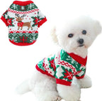 ANIAC Christmas Small Dog Sweater Costume Reindeer Snowflake Cat Turtleneck Knitwear Warm Pet Santa Outfit New Year Holiday Puppy Dog Clothes for Girl Boys (Green, X-Large)