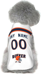 Denver Dog Clothes Jersey Pet Jersey Customized Any Name & Number S-5XL for Small Middle and Big Dogs