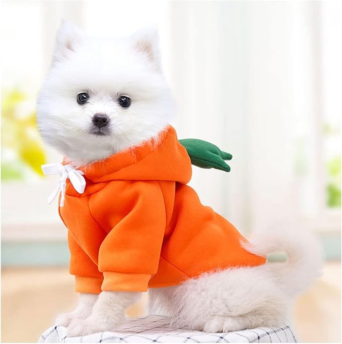 Warm Dog Winter Clothes Cute Fruit Dog Coat Hoodies Fleece Pet Dogs Costume Jacket for French Bulldog Chihuahua Ropa para Perro(Orange,XL)
