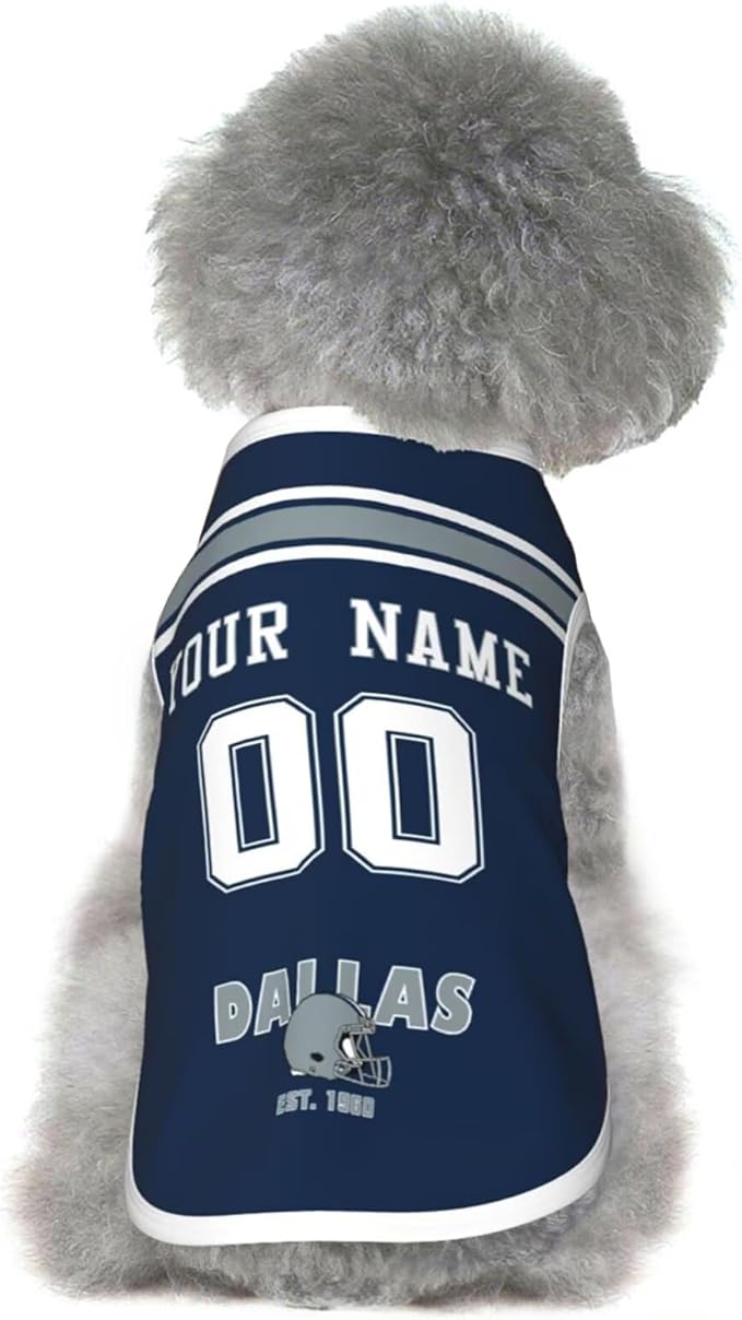 Dallas Dog Clothes Jersey Pet Jersey Customized Any Name & Number S-5XL for Small Middle and Big Dogs