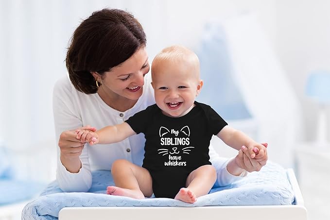 AW Fashions My Siblings Have Whiskers Baby Bodysuit Funny Cute Infant Outfit Romper Clothing Boys Girls
