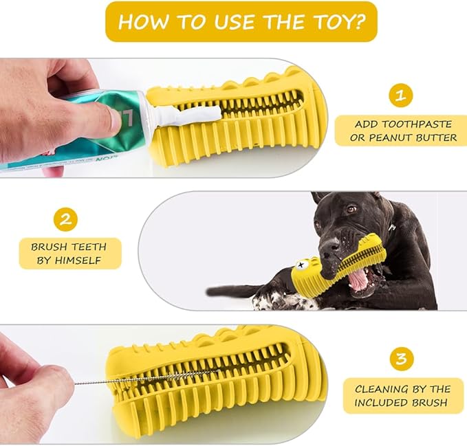 Dog Toys for Aggressive Chewers Large Medium Breed, Indestructible Dog Toothbrush Chew Toys, Squeaky Interactive Tough Extremely Durable, Dogs Toys to Keep Them Busy