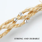 Natural Sisal Rope 1/4 Inch by 32-Feet for Cat Scratching Post Tree Tower Replacement Repair and Replace, DIY Hemp Twine Rope for Kittens Shelves Furniture Window Bed Perch House, 6mm by 10m