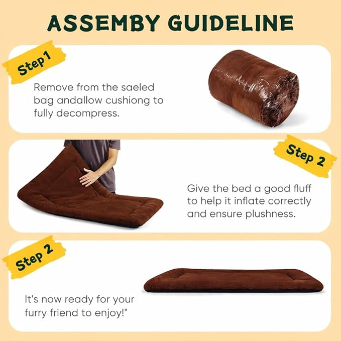 Dog Crate Pad, 42 Inch Machine Washable Plush Dog Crate Mat for Large Dogs, Soft Anti-Slip Kennel Pad & Pet Bed Mat for Metal Crates, Brown