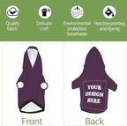 Personalized Chihuahua Dog Hoodie, Custom Pet Warm Sweatshirt Costume with Name Number Photo, Customize ID Clothes for Pupppy Kitten Dogs Cats, PlumPurple, M