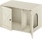 Furinno Peli Farmhouse Cat Litter Box Enclosure, White Wash