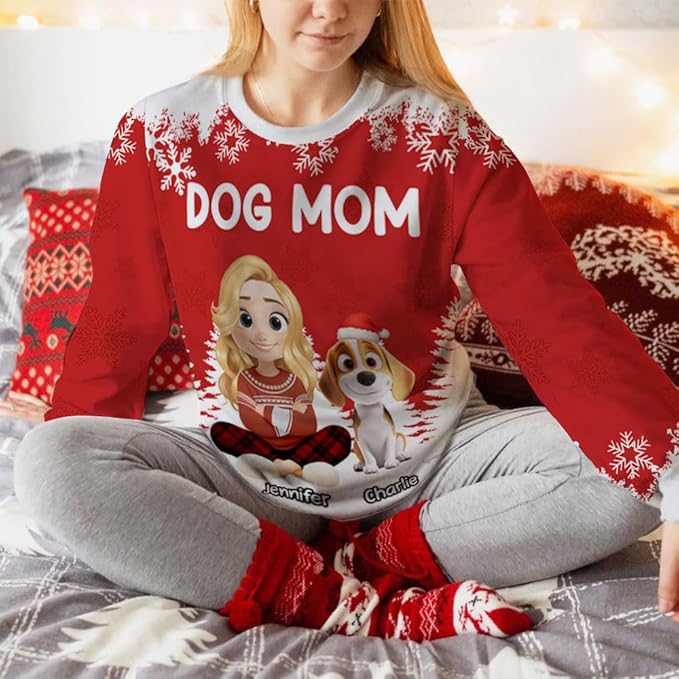 Wrappiness A Girl And Her Dog Christmas Sweatshirt - Cozy Unisex Fit Custom Shirt - Cute for Women Pet Lovers